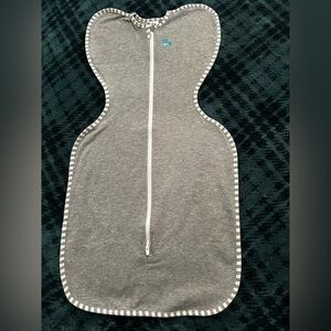 Love to dream gray swaddle with white trim